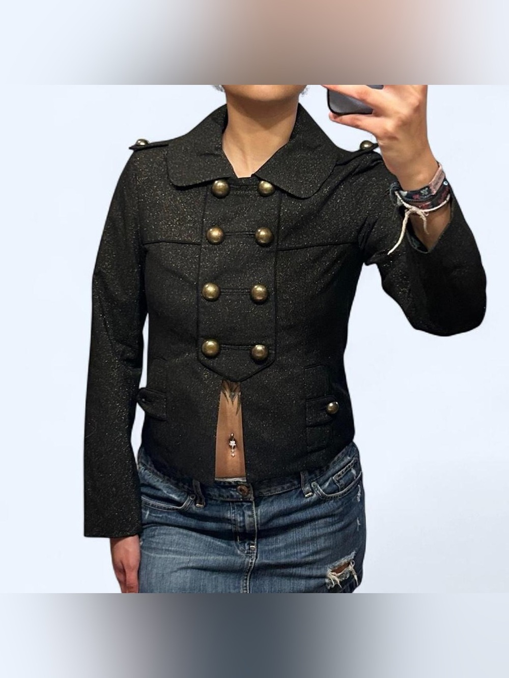 Goth Black Military Band Jacket by Kensie! - Picture 2 of 8